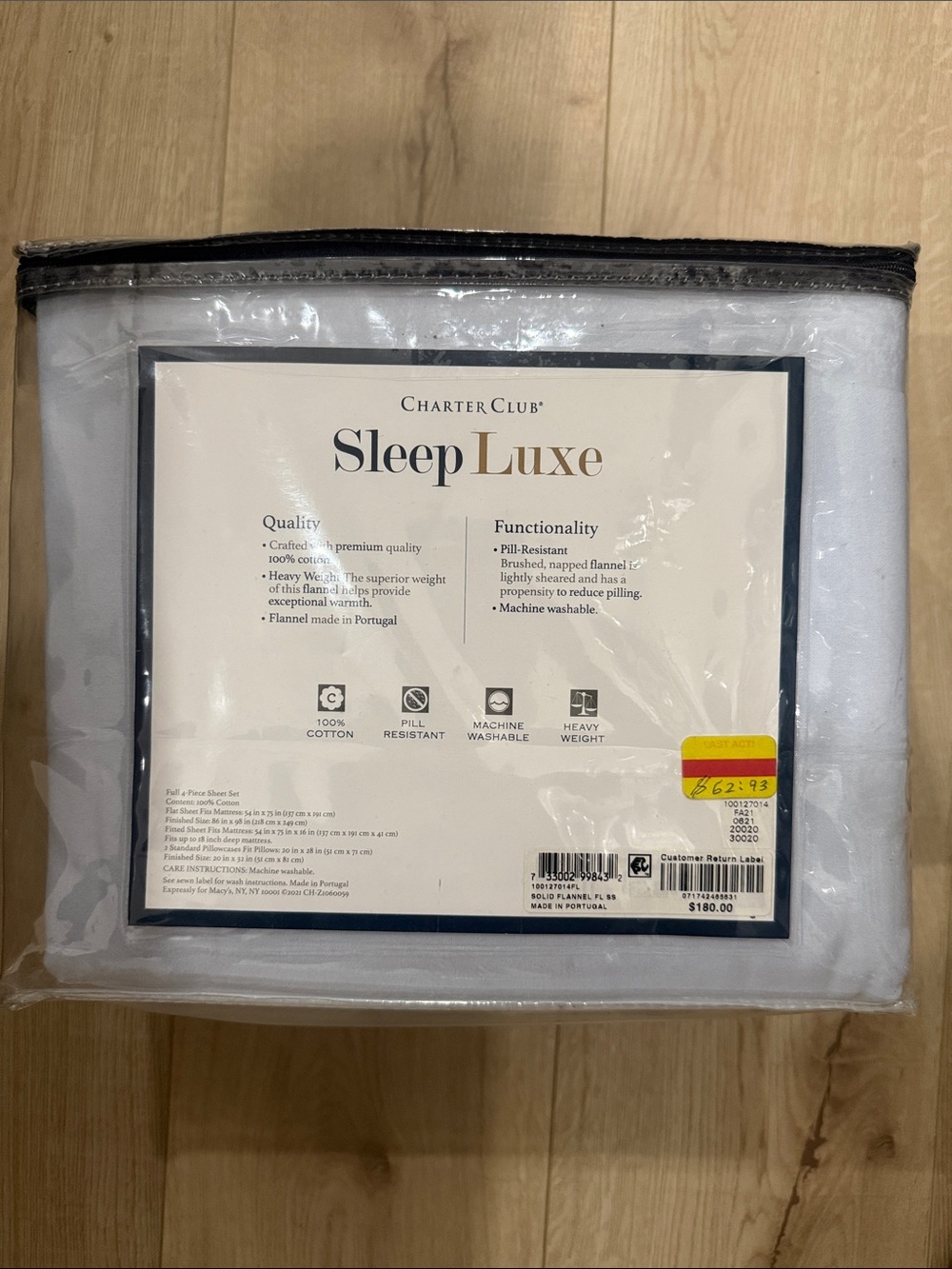 Charter Club White SleepLuxe Flannel Sheet Set